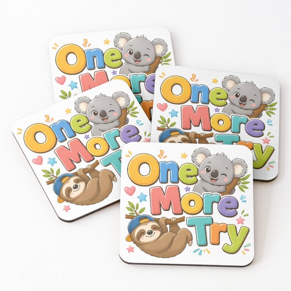 Item preview, One More Try – Cute Koala & Sloth Motivational Cartoon Design designed and sold by HoMya.