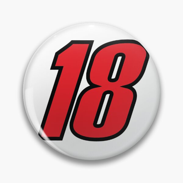Item preview, Kyle Busch NASCAR Number Red with Black Trim White Circle Sticker #18  designed and sold by Rolographics1.