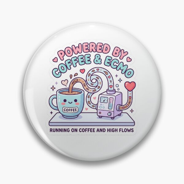Item preview, Cute Powered by Coffee and ECMO Specialist Sticker designed and sold by CyberPunkSpace.