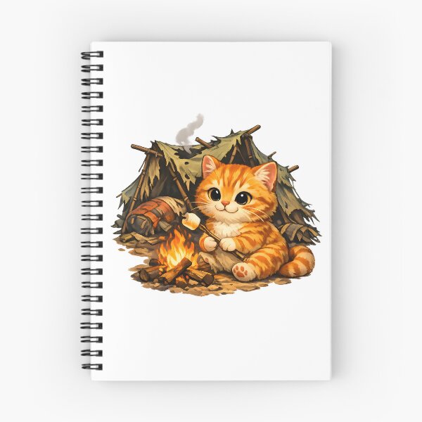 Item preview, Cute Orange Camping Cat Roasting Marshmallow Funny Campfire Illustration designed and sold by builtforyou.