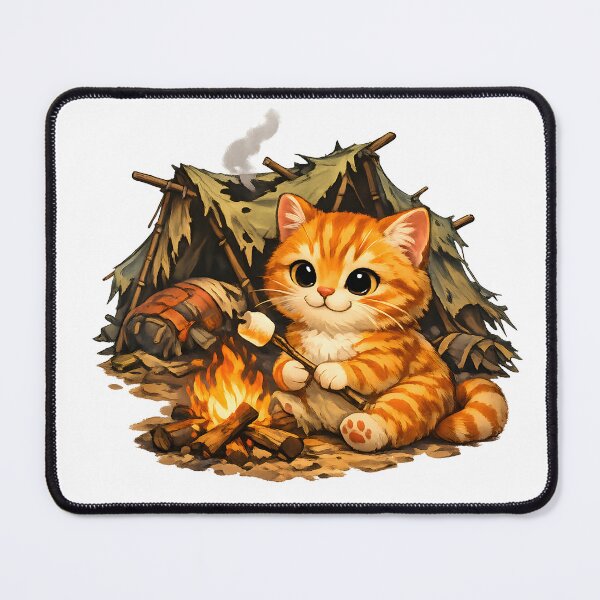 Item preview, Cute Orange Camping Cat Roasting Marshmallow Funny Campfire Illustration designed and sold by builtforyou.