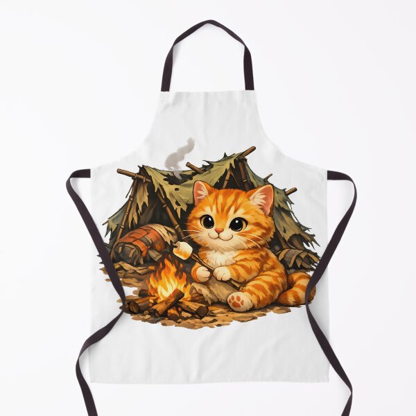 Item preview, Cute Orange Camping Cat Roasting Marshmallow Funny Campfire Illustration designed and sold by builtforyou.