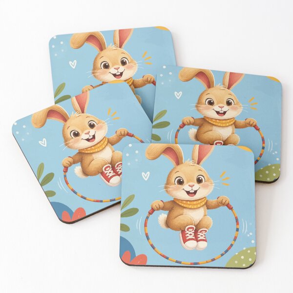 Item preview, Happy Bunny Jump Rope | Cute Woodland Rabbit Illustration designed and sold by Orivane Shop.