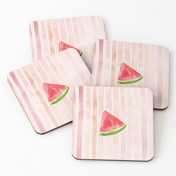 Item preview, Watercolor Watermelon Slice on Blush Pink Stripes designed and sold by NOUURRRR.