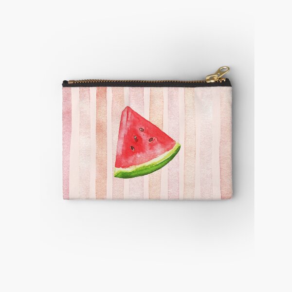 Item preview, Watercolor Watermelon Slice on Blush Pink Stripes designed and sold by NOUURRRR.