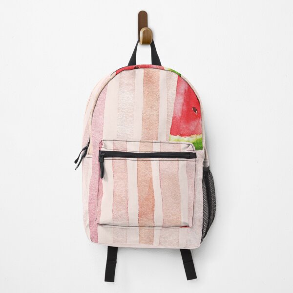 Item preview, Watercolor Watermelon Slice on Blush Pink Stripes designed and sold by NOUURRRR.
