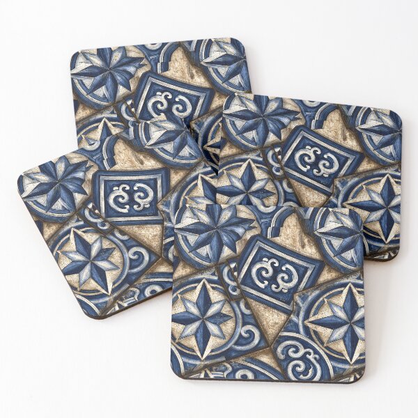 Item preview, Cobalt Blue Majolica Star Pattern Tile designed and sold by Piotrek0001.