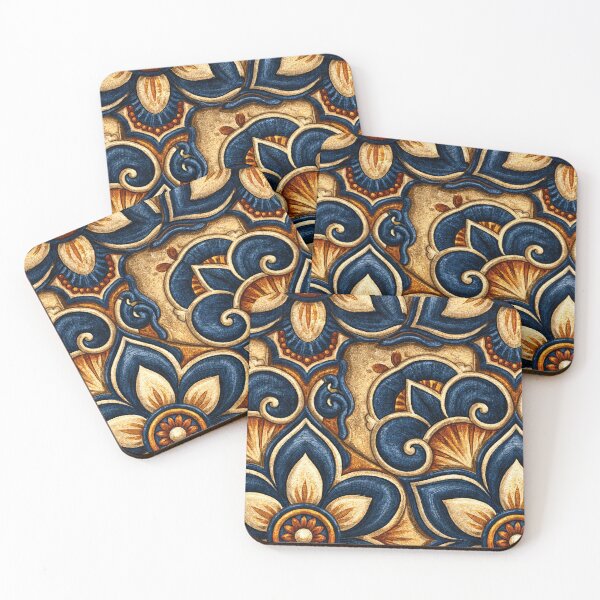 Item preview, Vintage Sicilian Blue and Yellow Scroll Tile designed and sold by Piotrek0001.