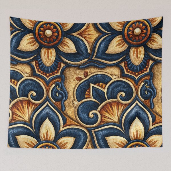 Item preview, Vintage Sicilian Blue and Yellow Scroll Tile designed and sold by Piotrek0001.
