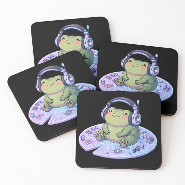 Item preview, Lo-Fi Gaming Frog With Headphones designed and sold by Linework Studio.