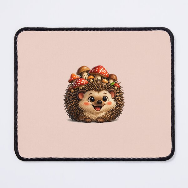 Item preview, A cute hedgehog with mushrooms designed and sold by lafataviola.