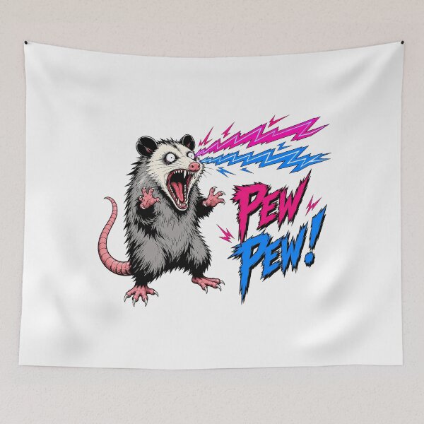 Item preview, Pew Pew Laser Opossum Screaming Cartoon Meme designed and sold by chattsuede.