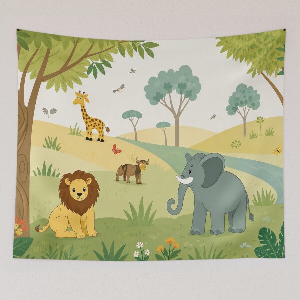 Item preview, Safari Nursery Wall Art | Cute Jungle Animals Kids Room Illustration Decor designed and sold by Atum&Art.