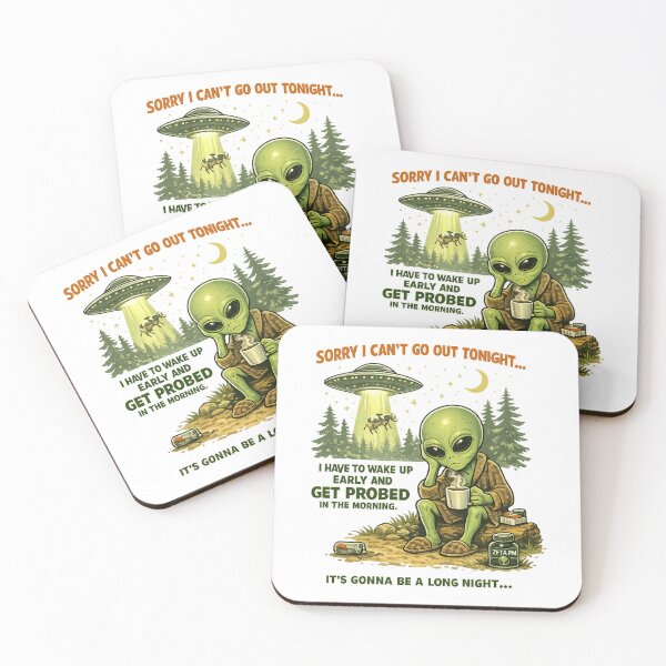 Item preview, Sorry I Can't Go Out Tonight Alien Meme | Funny UFO & Introvert Minimalist Design designed and sold by StickyDelights.