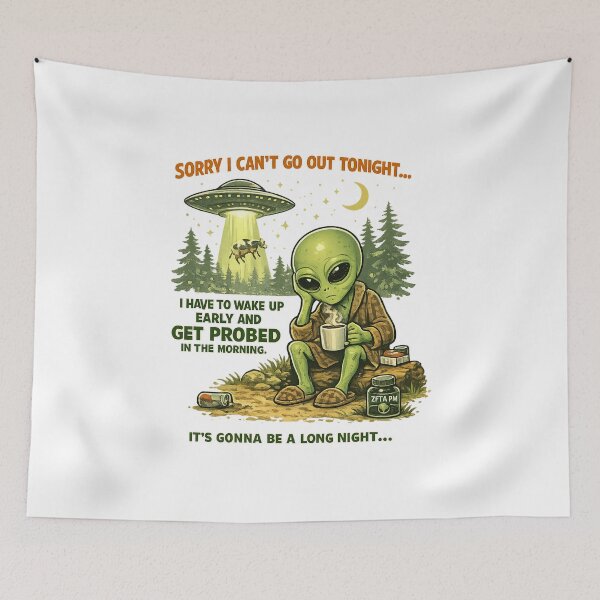Item preview, Sorry I Can't Go Out Tonight Alien Meme | Funny UFO & Introvert Minimalist Design designed and sold by StickyDelights.