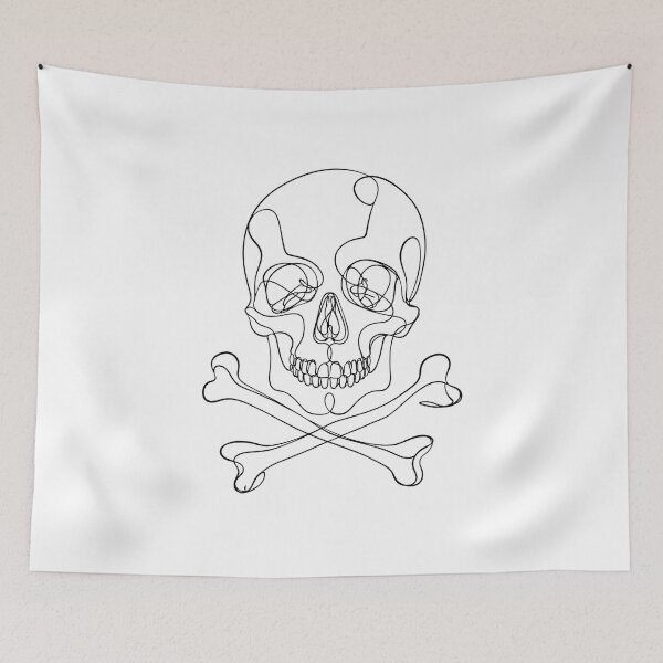 Item preview, Continuous Line Skull and Crossbones Minimalist Tattoo designed and sold by chattsuede.