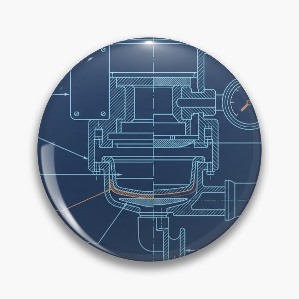 Item preview, Espresso Machine Grouphead Blueprint Schematic Art designed and sold by Ninjacatoff.