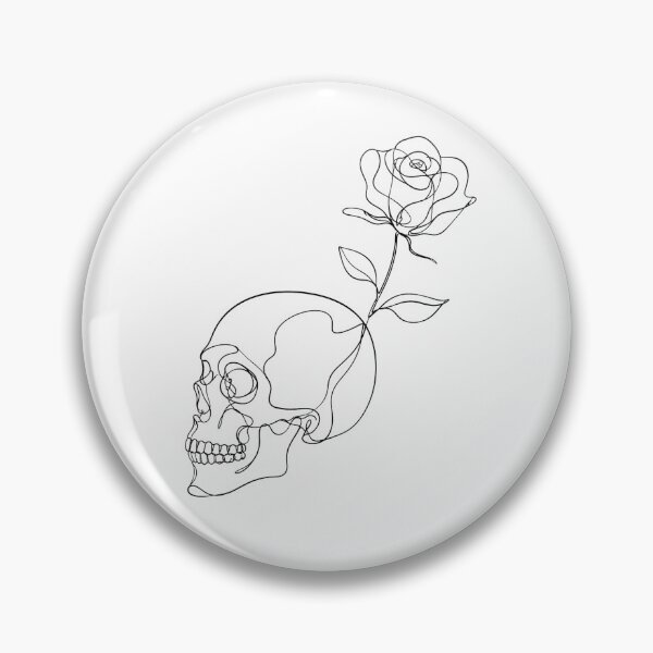 Item preview, One Line Skull Rose Minimalist Gothic Monochrome designed and sold by chattsuede.
