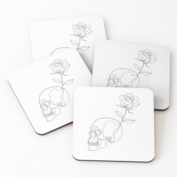 Item preview, One Line Skull Rose Minimalist Gothic Monochrome designed and sold by chattsuede.