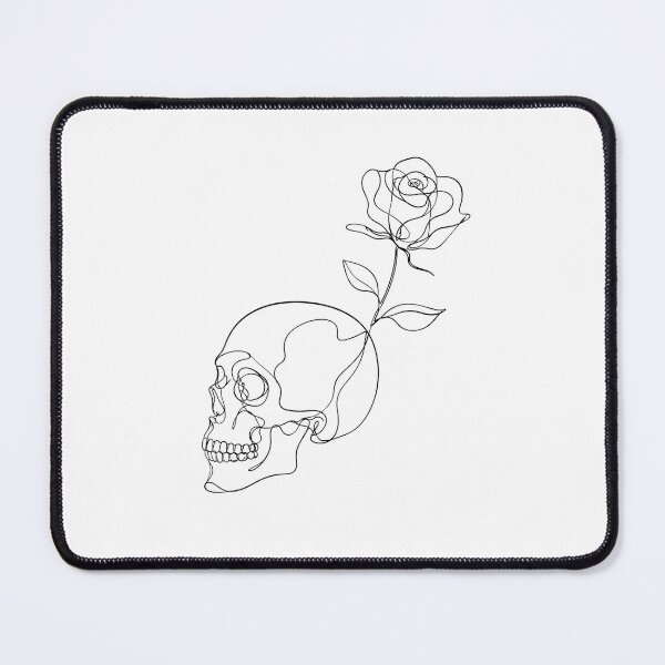 Item preview, One Line Skull Rose Minimalist Gothic Monochrome designed and sold by chattsuede.