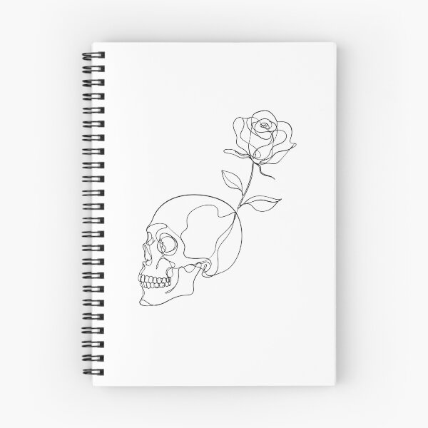 Item preview, One Line Skull Rose Minimalist Gothic Monochrome designed and sold by chattsuede.