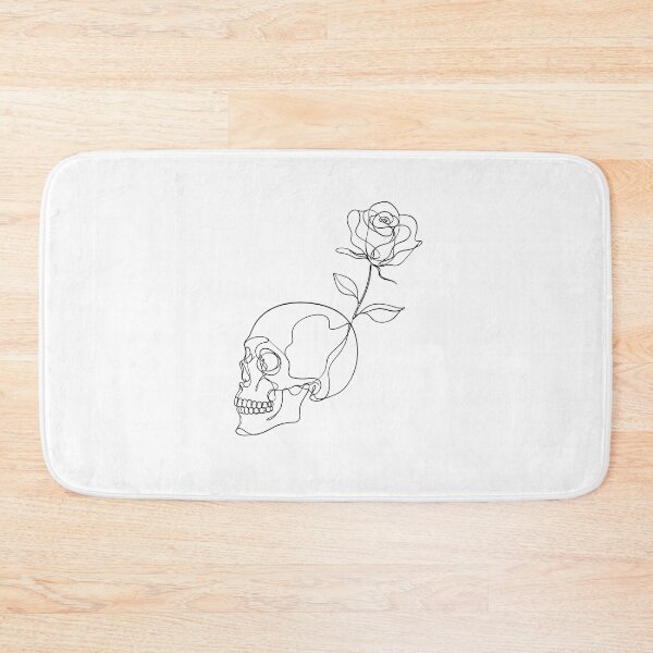 Item preview, One Line Skull Rose Minimalist Gothic Monochrome designed and sold by chattsuede.