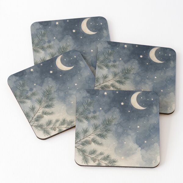 Item preview, Moonlit Forest Sky | Cozy Watercolor Night Nature Illustration designed and sold by Orivane Shop.