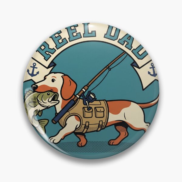 Item preview, Dachshund Fishing Retro Varsity Badge Design designed and sold by Ninjacatoff.