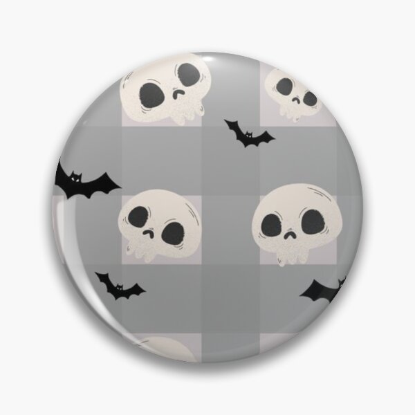 Item preview, Cute Skull and Bat Gingham Check Pattern - Grey Halloween Plaid Vector designed and sold by GrimNest.