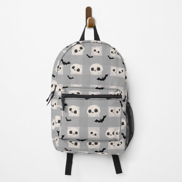 Item preview, Cute Skull and Bat Gingham Check Pattern - Grey Halloween Plaid Vector designed and sold by GrimNest.