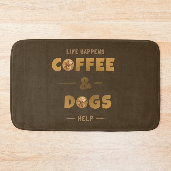 Item preview, Life Happens Coffee and Dogs Help: Cute Goldendoodle Typography Art designed and sold by CreativeArtistL.
