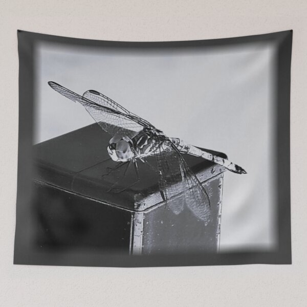 Item preview, Dragonfly on Rusty Railing - Black and White designed and sold by HauntedOpera.