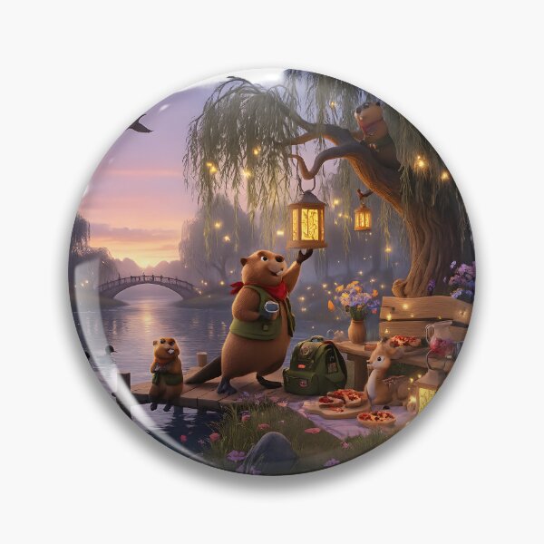 Item preview, Happy Beaver Adventures – Lantern Evening by Whispering  River designed and sold by Clothes With Smiling Animals Walt Gral.
