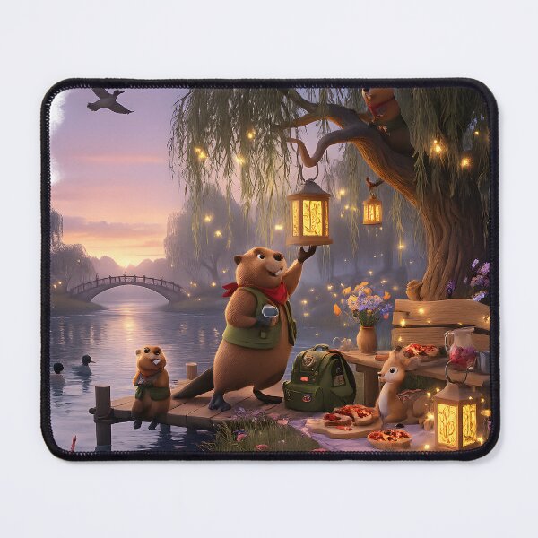 Item preview, Happy Beaver Adventures – Lantern Evening by Whispering River designed and sold by Clothes With Smiling Animals Walt Gral.