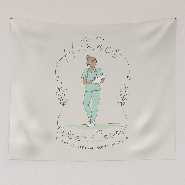 Item preview, Nurse Line Drawing Not All Heroes Wear Capes designed and sold by MaddiLoppnow.