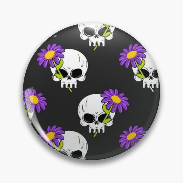 Item preview, "Blooms from the Dark" Graphic: Vibrant Purple Daisy Eye Skull Pattern designed and sold by GrimNest.