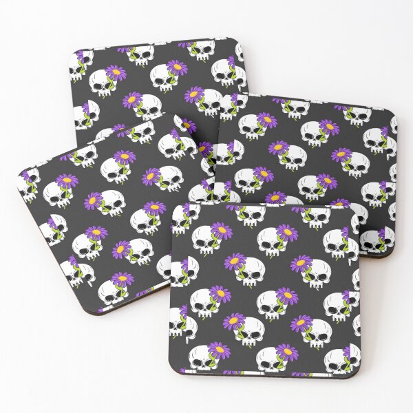 Item preview, "Blooms from the Dark" Graphic: Vibrant Purple Daisy Eye Skull Pattern designed and sold by GrimNest.