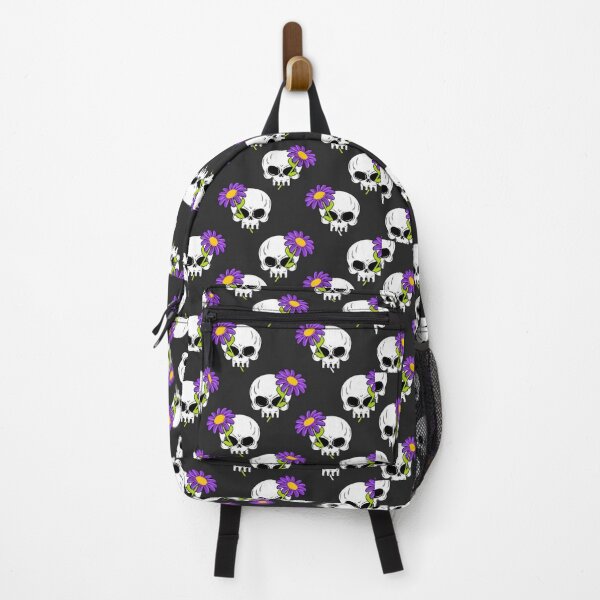 Item preview, "Blooms from the Dark" Graphic: Vibrant Purple Daisy Eye Skull Pattern designed and sold by GrimNest.
