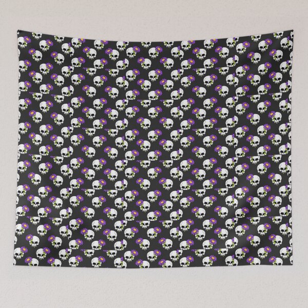 Item preview, "Blooms from the Dark" Graphic: Vibrant Purple Daisy Eye Skull Pattern designed and sold by GrimNest.