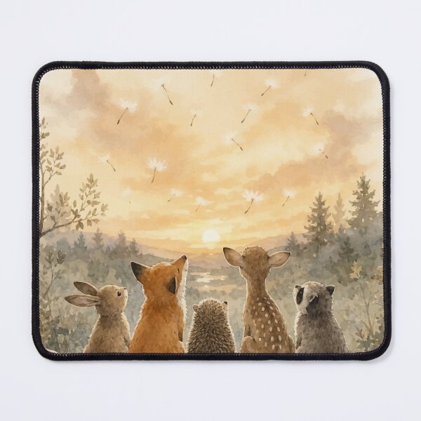 Item preview, Woodland Friends at Sunset | Cozy Forest Animal Illustration designed and sold by Orivane Shop.