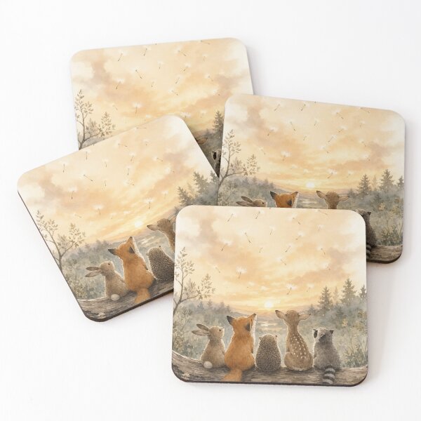 Item preview, Woodland Friends at Sunset | Cozy Forest Animal Illustration designed and sold by Orivane Shop.