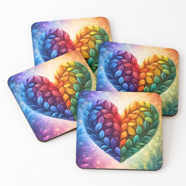 Item preview, Hearts 34 - Rainbow Leaf Heart Nature Illustration designed and sold by NikaNavi.