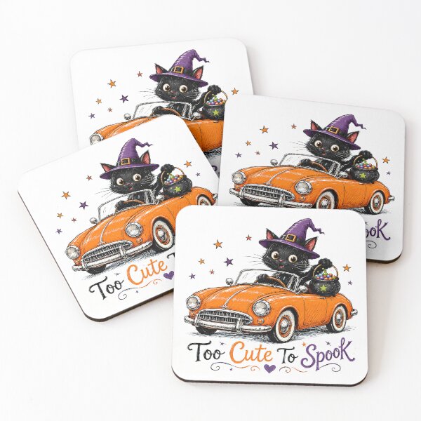 Item preview, Too Cute To Spook Cat Vintage Car Halloween designed and sold by chattsuede.