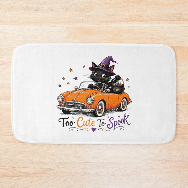 Item preview, Too Cute To Spook Cat Vintage Car Halloween designed and sold by chattsuede.