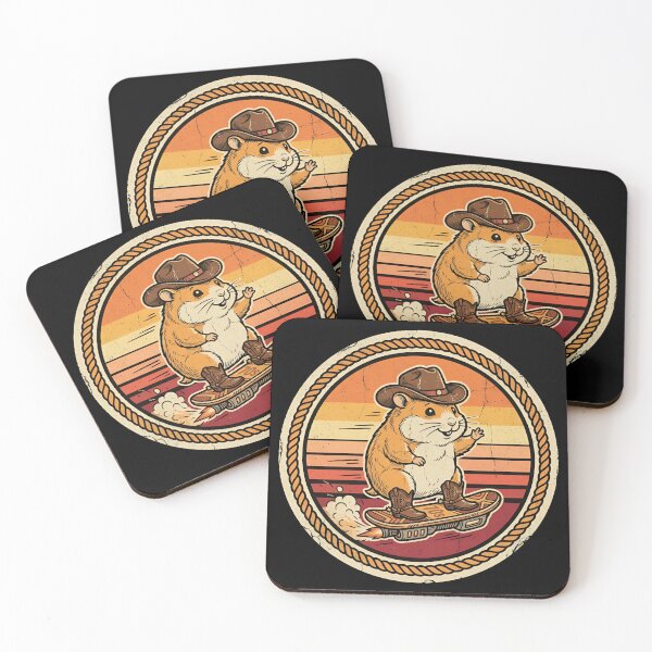 Item preview, Retro Hover Skateboard Hamster Vintage Badge designed and sold by DuckOddity.