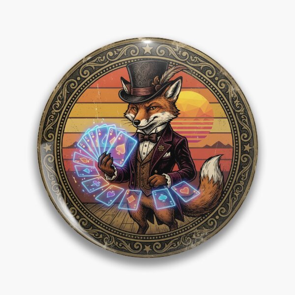 Item preview, Retro Cyber Gambler Fox Vintage Badge designed and sold by DuckOddity.