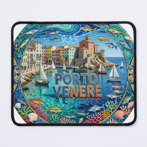 Item preview, Porto Venere Harbor Mosaic Travel Sticker Summer Souvenir designed and sold by Imaginarium of Chaos falcon88 .