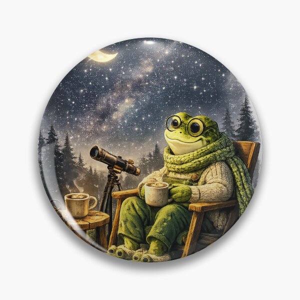 Item preview, Cozy Frog Stargazing with Hot Cocoa designed and sold by Lumivo Studio.