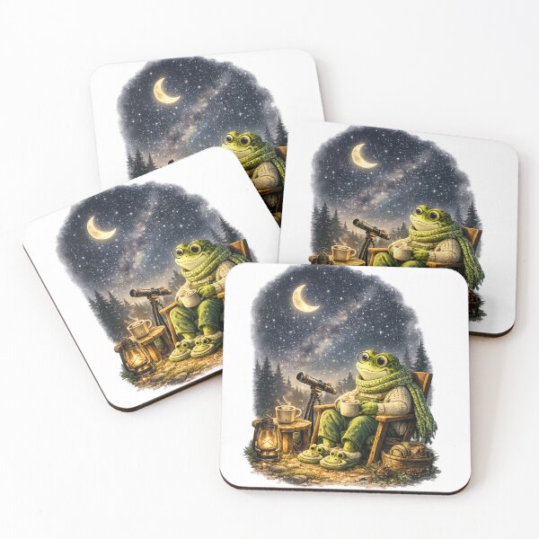Item preview, Cozy Frog Stargazing with Hot Cocoa designed and sold by Lumivo Studio.
