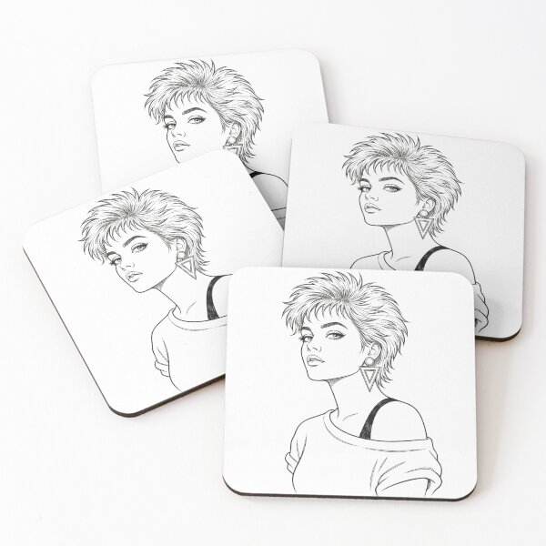 Item preview, Retro 80s Style Girl | Vintage Fashion Line Art designed and sold by PixelBlob.